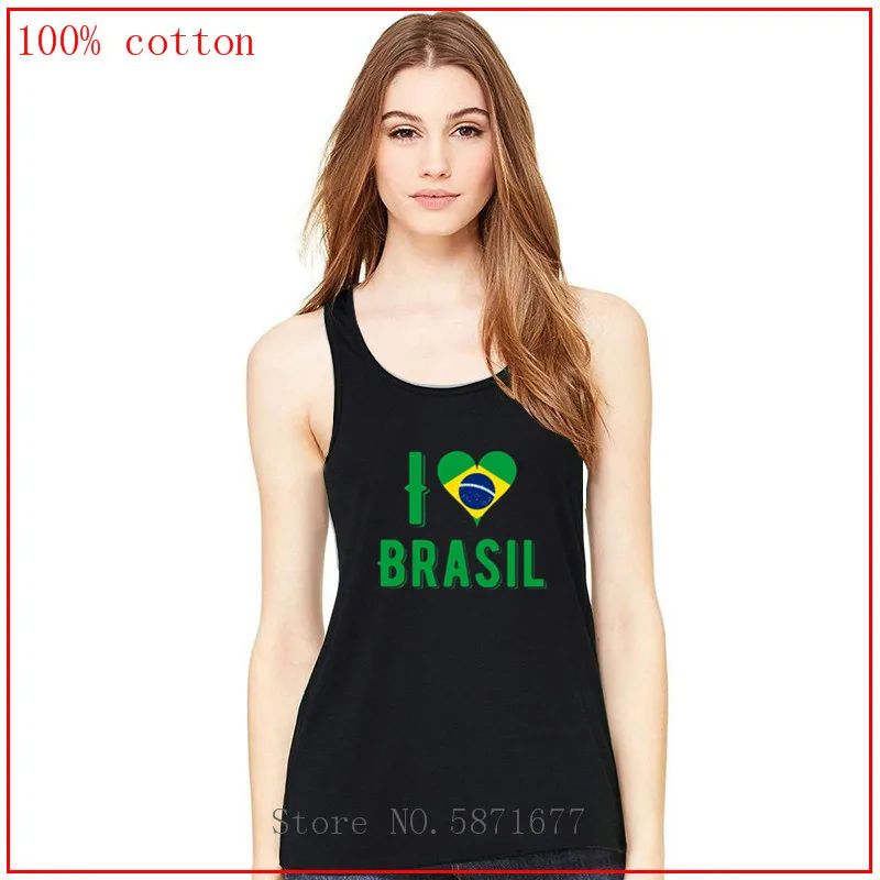 Майка женская с надписью I love Brazil хлопковая короткая рубашка индивидуальный