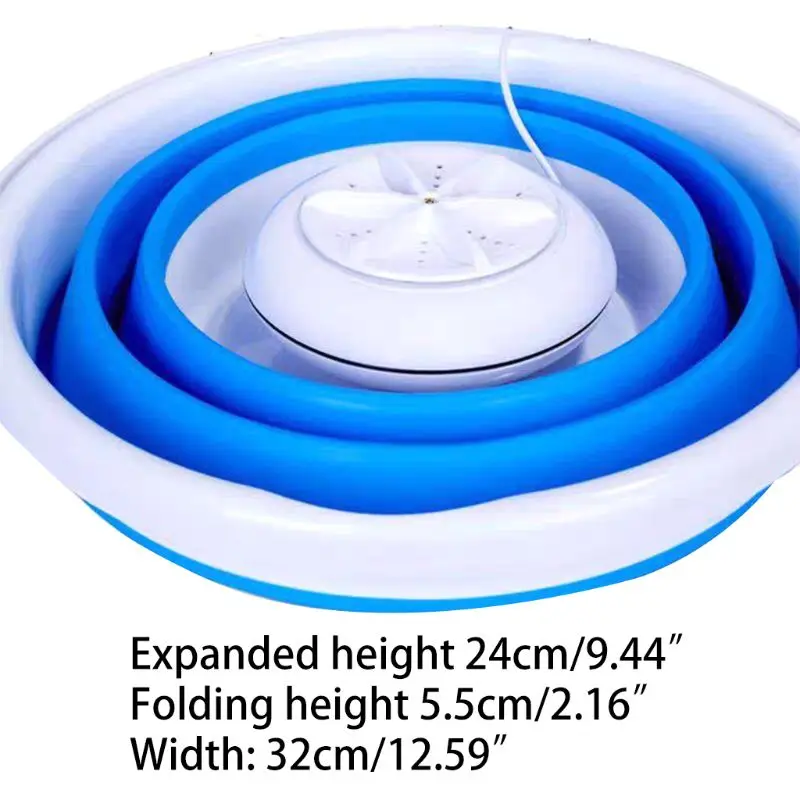 

Foldable Mini Washing Machine Rotating Ultrasonic Turbines Washer USB Charging Laundry Clothes Cleaner for Home Travel