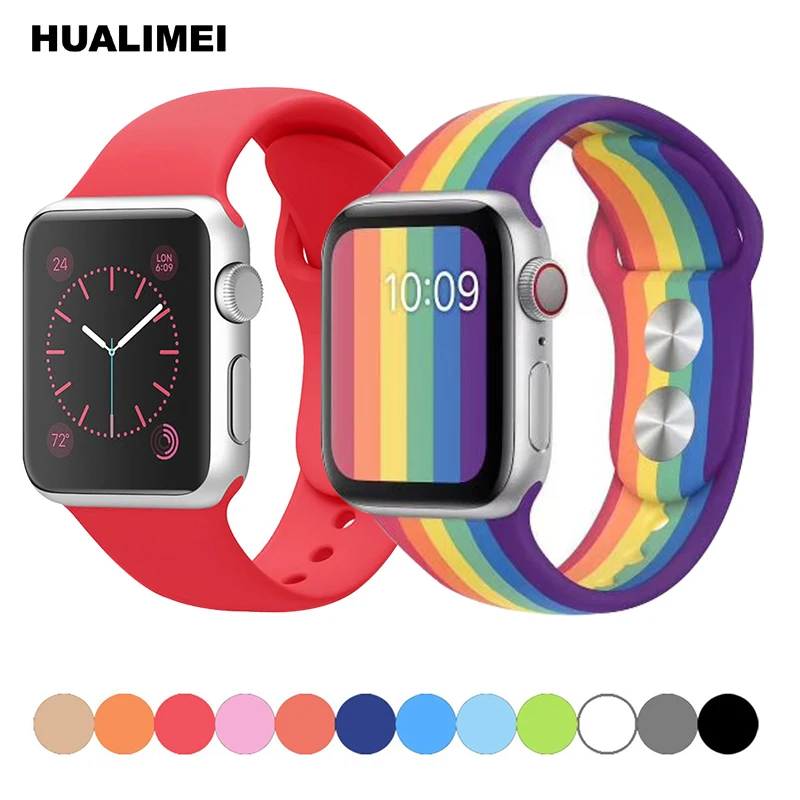 Silicone strap For Apple Watch band 44mm 40mm for iwatch Band 38mm 42mm Sport bracelet watchband apple watch 5 4 3 2 1 | Наручные часы
