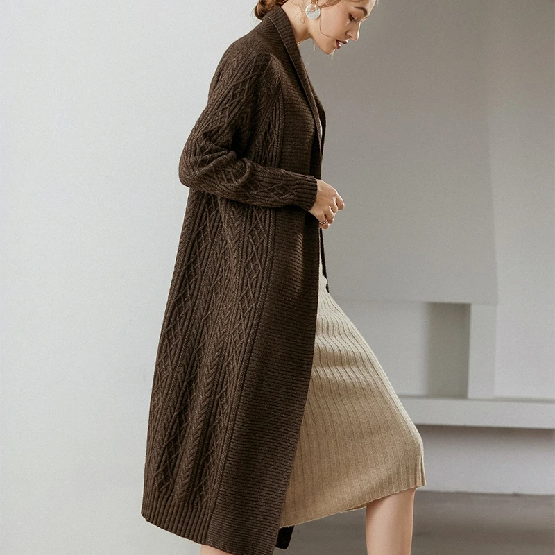 Сезон осень-зима Новые женские шерсть яка кардиган брюки для девочек Утепленное