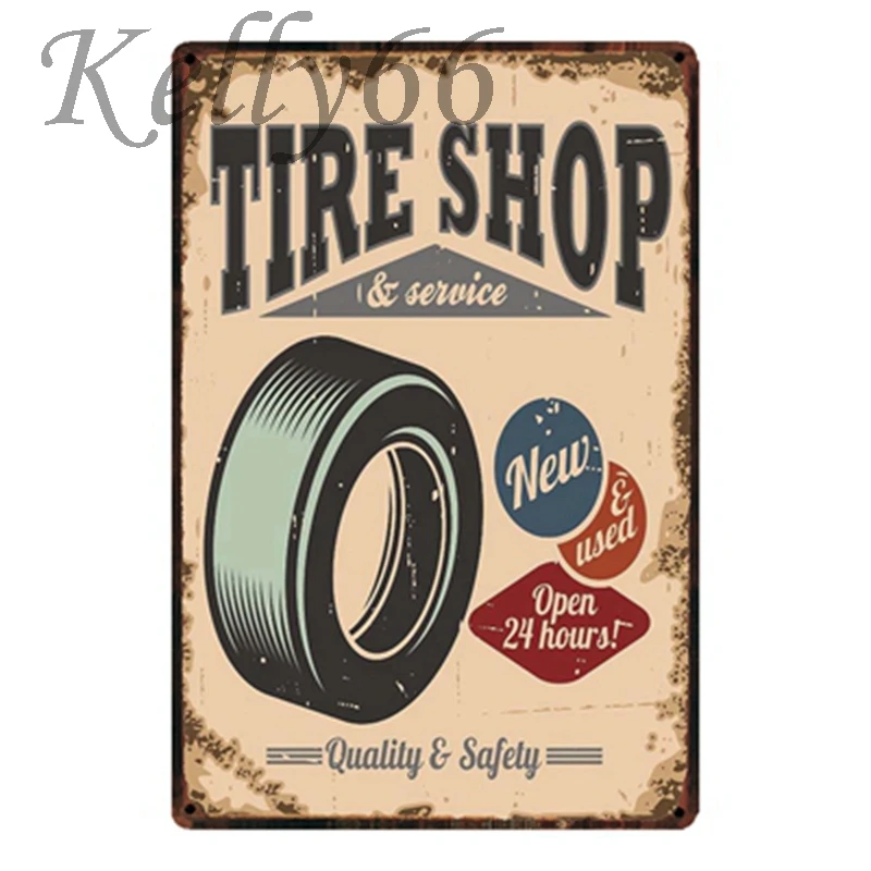 

[ Kelly66 ] TIRE SHOP Vintage Metal Sign Tin Poster Home Decor Bar Wall Art Painting 20*30 CM Size y-1601