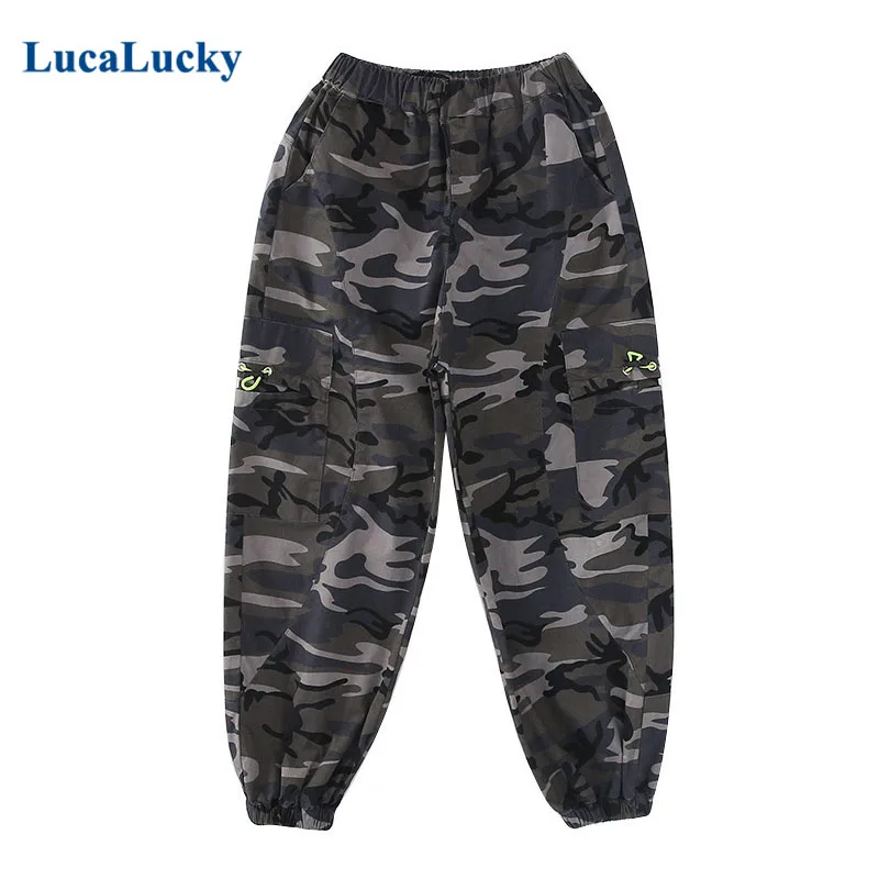 

LucaLucky New 2021 Green Black Camouflage Pants Baby Big Girls Mid Waist Cargo Pant For Kids Spring Trousers Clothing 4-16 Year