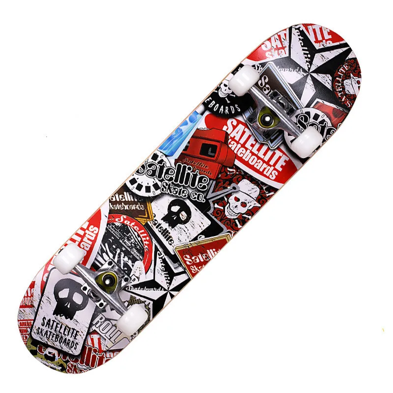 

80*10cm Double Rocker Skateboard Kids Longboard Cartoon Childern Skateboard Marple Skate Board Skateboarding Adult Skate Board