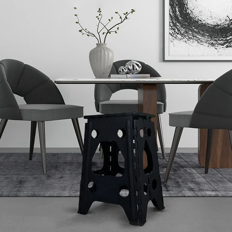 

2x Folding Plastic Chair Foot Stool Kitchen Garden Bathroom Toilet Stool Outdoor Mountaineering Chair Black & White CNIM Hot