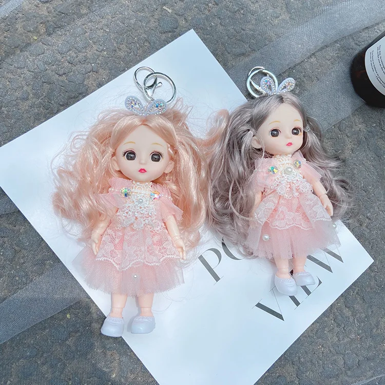 Europe and America Cute Creative Doll Keychain Fashion Beauty Girl Charm Keychain Personality Lady Bag Mobile Phone Keychain