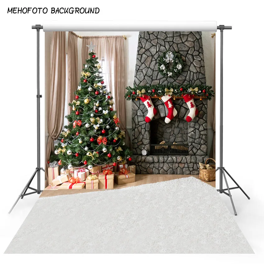Фон для фотосъемки Рождественская елка камин фото фон заказной Рождественский