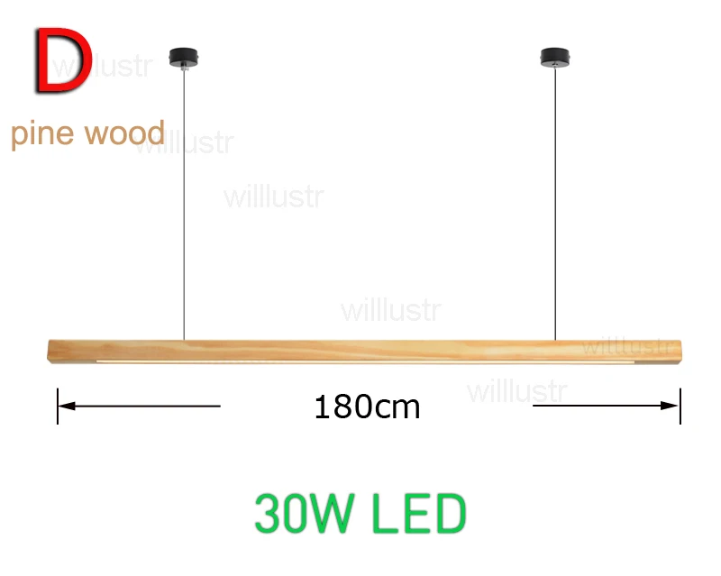 pine wood 180cm Willlustr светодиодный подвесной светильник из дерева Talo, длинный подвесной светильник из орехового ореха, подвесной светильник для офиса, встречи, столовой, отеля, виллы, светильник - Цвет корпуса: pine wood 180cm