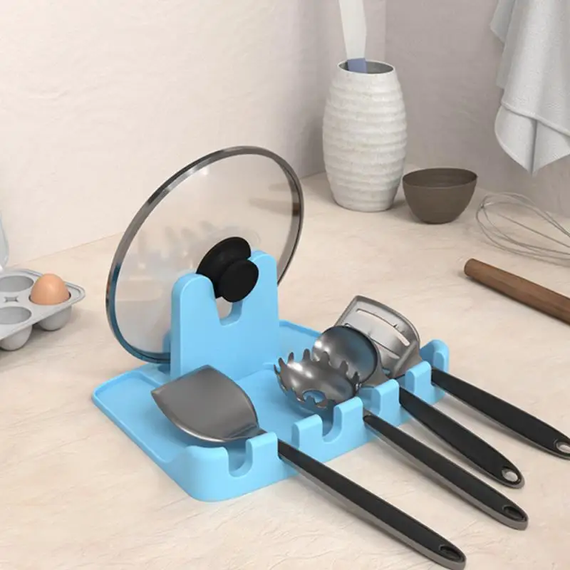 

Multifunction Kitchen Organizer Silicone Spoon Rest Utensil Organizer For Fork Spatula Rack Spoon Stand Kitchen Pot Lid Holder