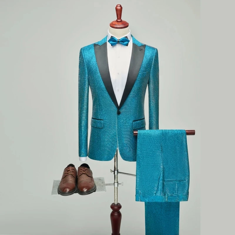 

Роскошные свадебные костюмы для мужчин из 2 предметов с лацканами синего цвета на одной пуговице деловая официальная повседневная одежда д...