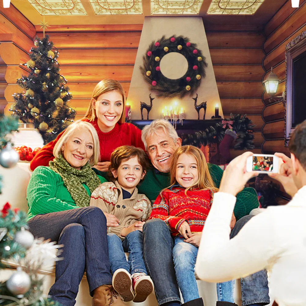 7x5ft фотография рождественской елки фон камин фото сельский дом деревянная кабина