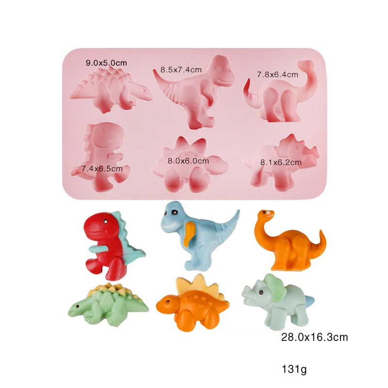 

6 силиконовых форм для торта в форме динозавра, искусственные формы для выпечки и десерта, кухонные инструменты для украшения тортов