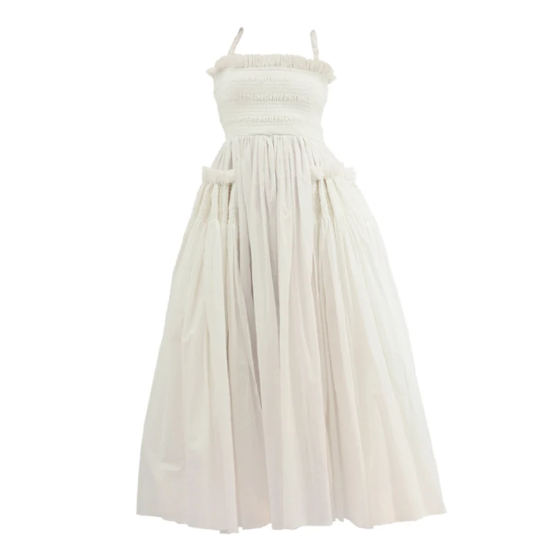 

New 18 chun designer retro backless smoke plait big fluffy cotton hollow squares pose great dress