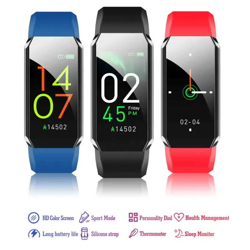 

T3 Smart Watch Men Women Fitness Bracelet Body Thermometer Smart Bracelet Fitness Tracker Heart Rate Monitor Android iOS