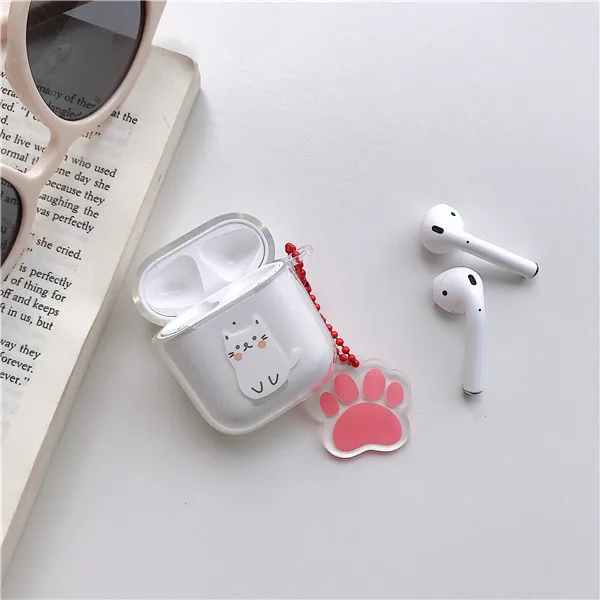 Милый мультяшный Кот с подвеской Чехлы для Apple Airpods защитный чехол фруктовый узор беспроводные Bluetooth наушники силиконовый мягкий чехол - Цвет: style - 1