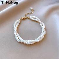 han edition baroque freshwater pearl bracelet fashion light luxury double round pearl collar bone chain women jewelry gifts