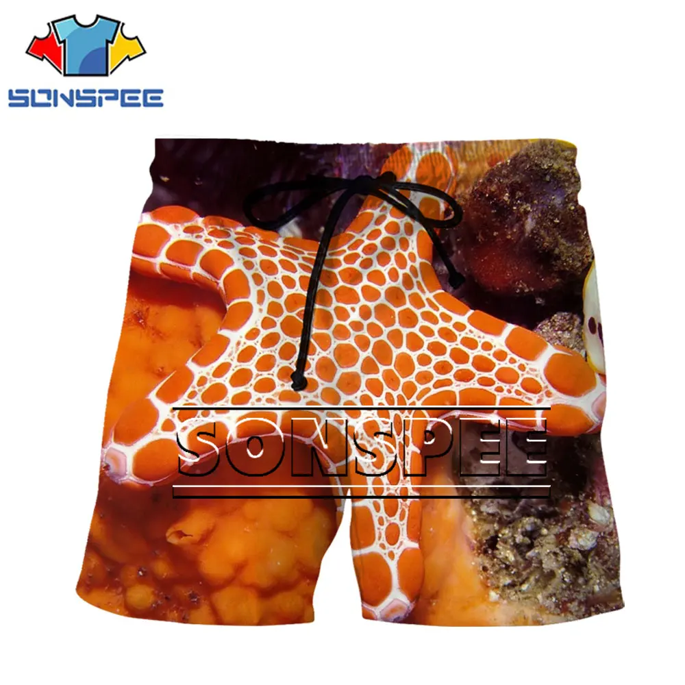 

SONSPEE Brand Men Woman Short 3D Printing Starfish Sea Creatures Summer Fashionable Novel Peculiar Hip Hop Large Size Short