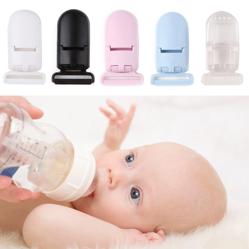 

5 X Baby Boy Girl Pacifier Ribbon Dummy Clips Soother KAM Holder Plastic L4MC