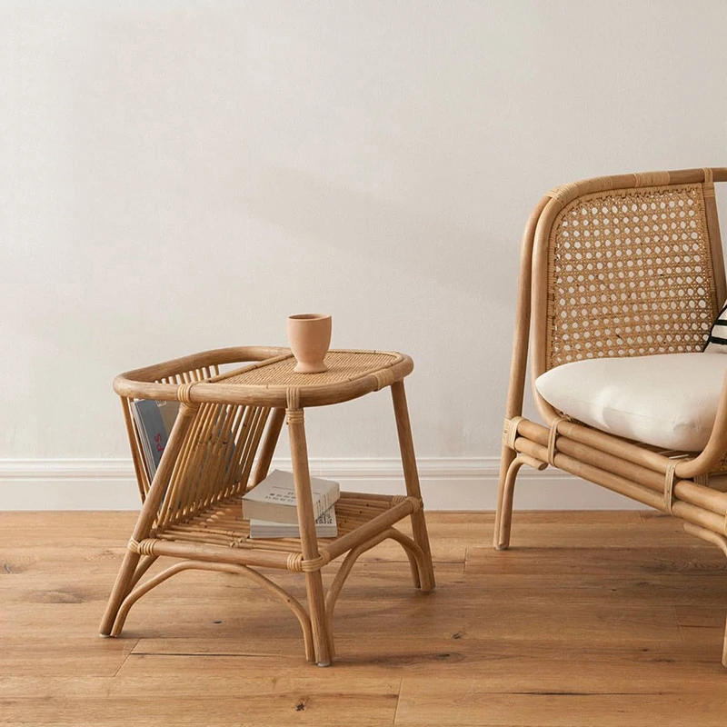 Маленький журнальный столик MIDOSHARK ручной работы с корзиной для хранения | Мебель