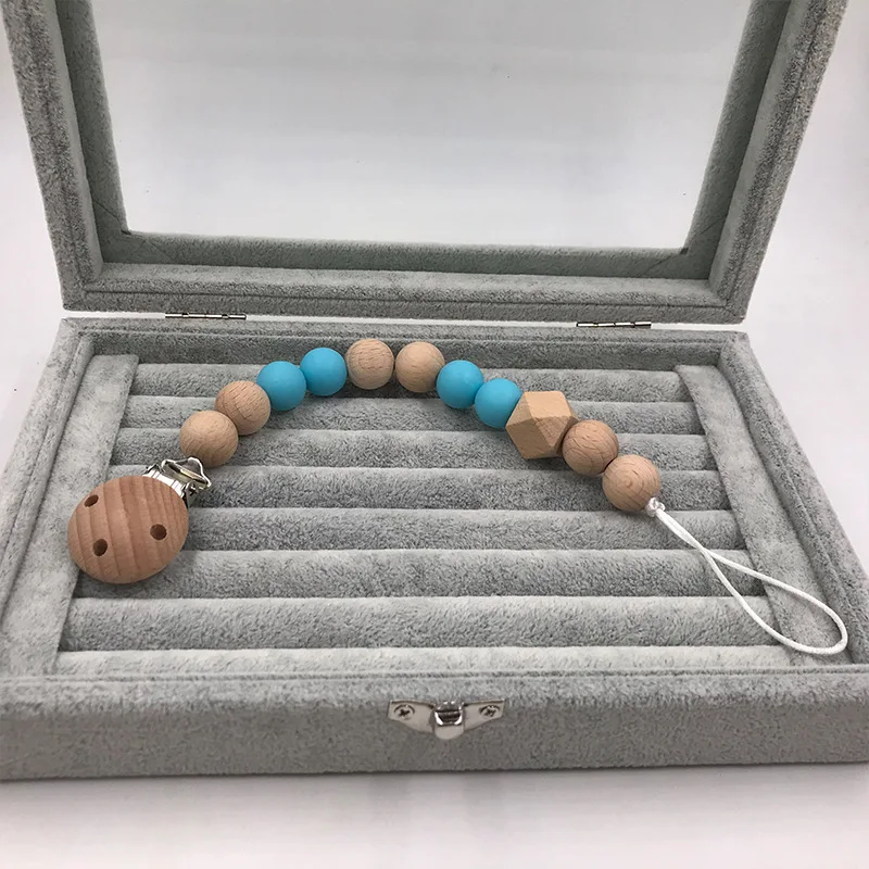 Blue Прищепка для соски цепочка деревянная пустышка Клип Chupetas Soother Соска-Ниблер зажимы поводок держатель соски Прорезыватель анти-капля веревка - Цвет: Blue