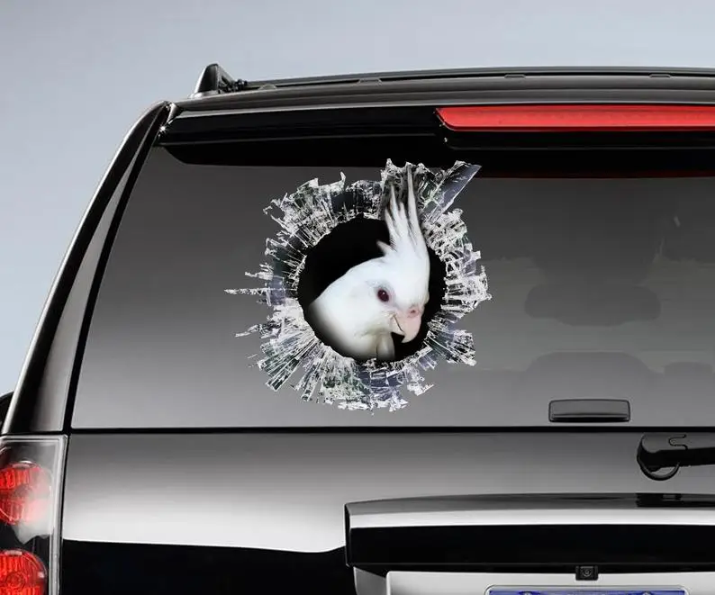 

Albino Cockatiel window decal, White Cockatiel window sticker
