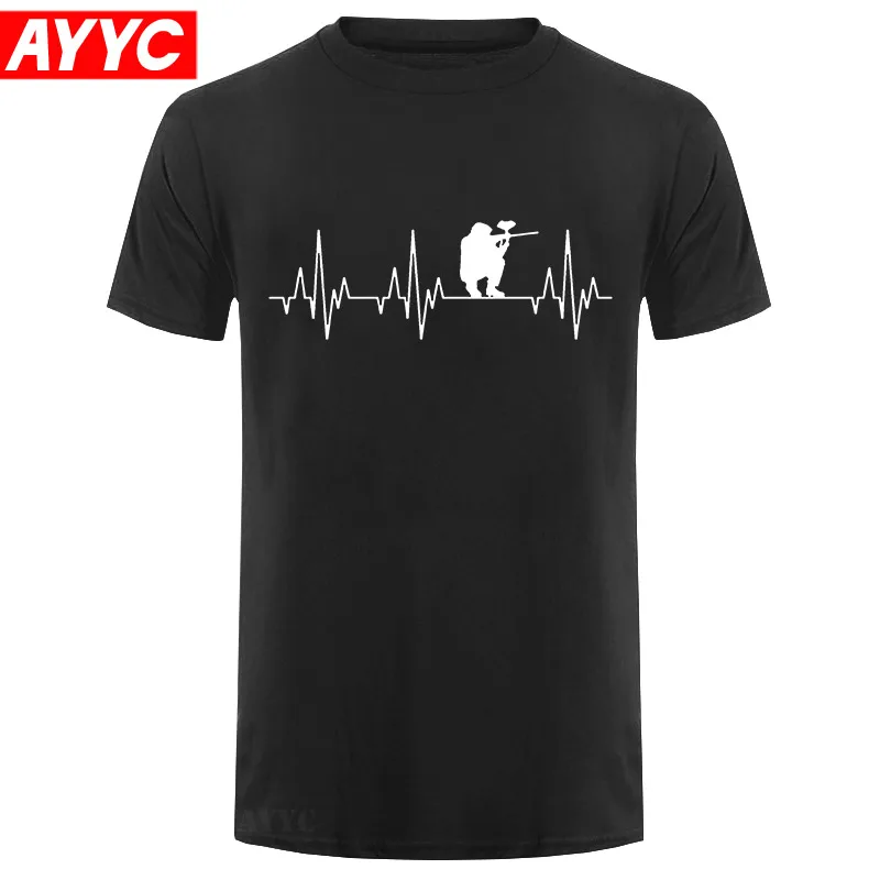 Men's Heartbeat Paintball Gotcha Funsport Airsoft Airgun t shirt designer Short Sleeve O Neck Standard Sunlight Humor shirt