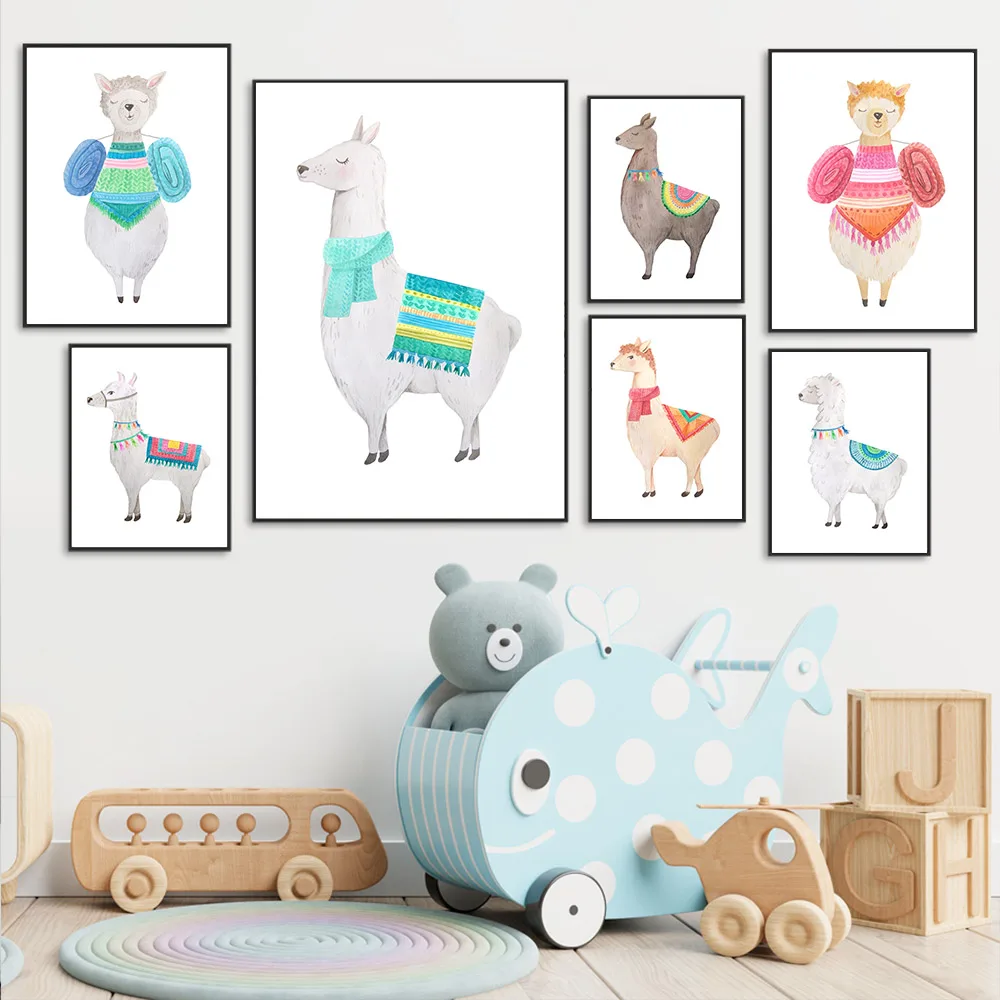 

Abstract Alpaca Animal Wall Art Poster And Print Baby Poster Nursery Art Prints Nordic Pictures Minimalist Child Kids Room Decor