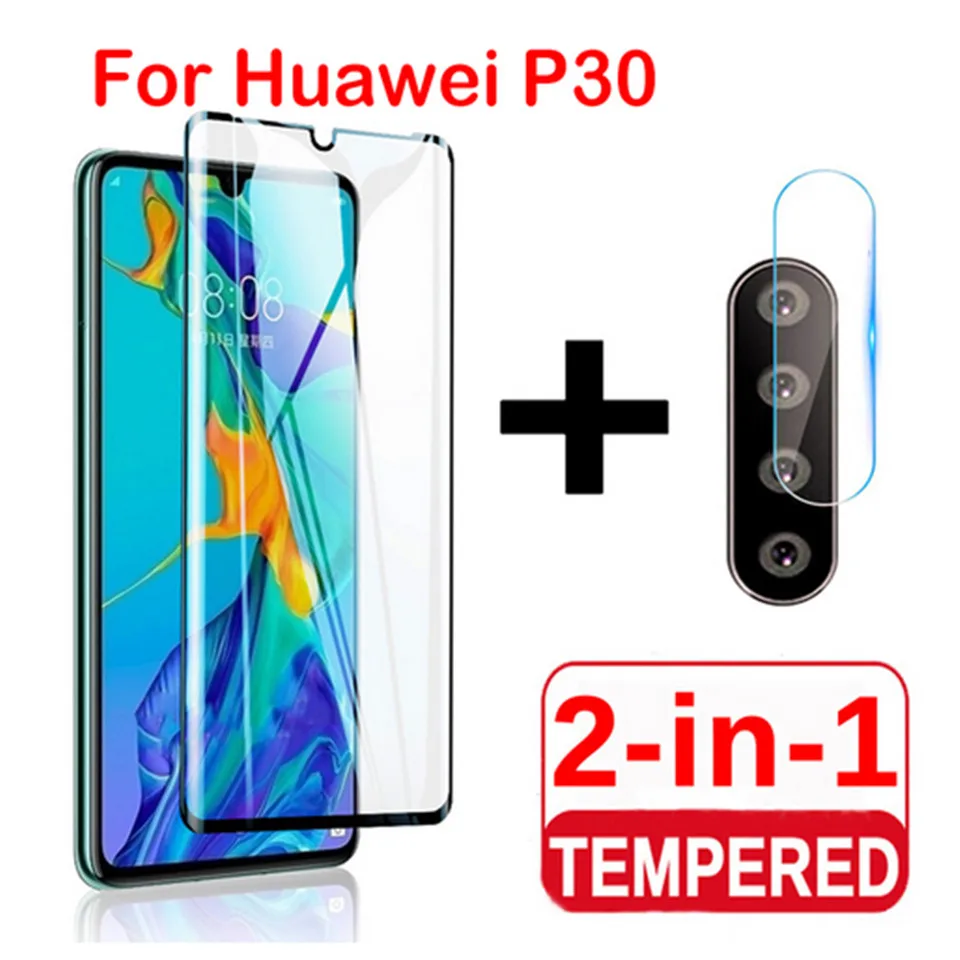 2 в 1 протектор экрана полное Защитное стекло для huawei P30 lite Pro задняя камера