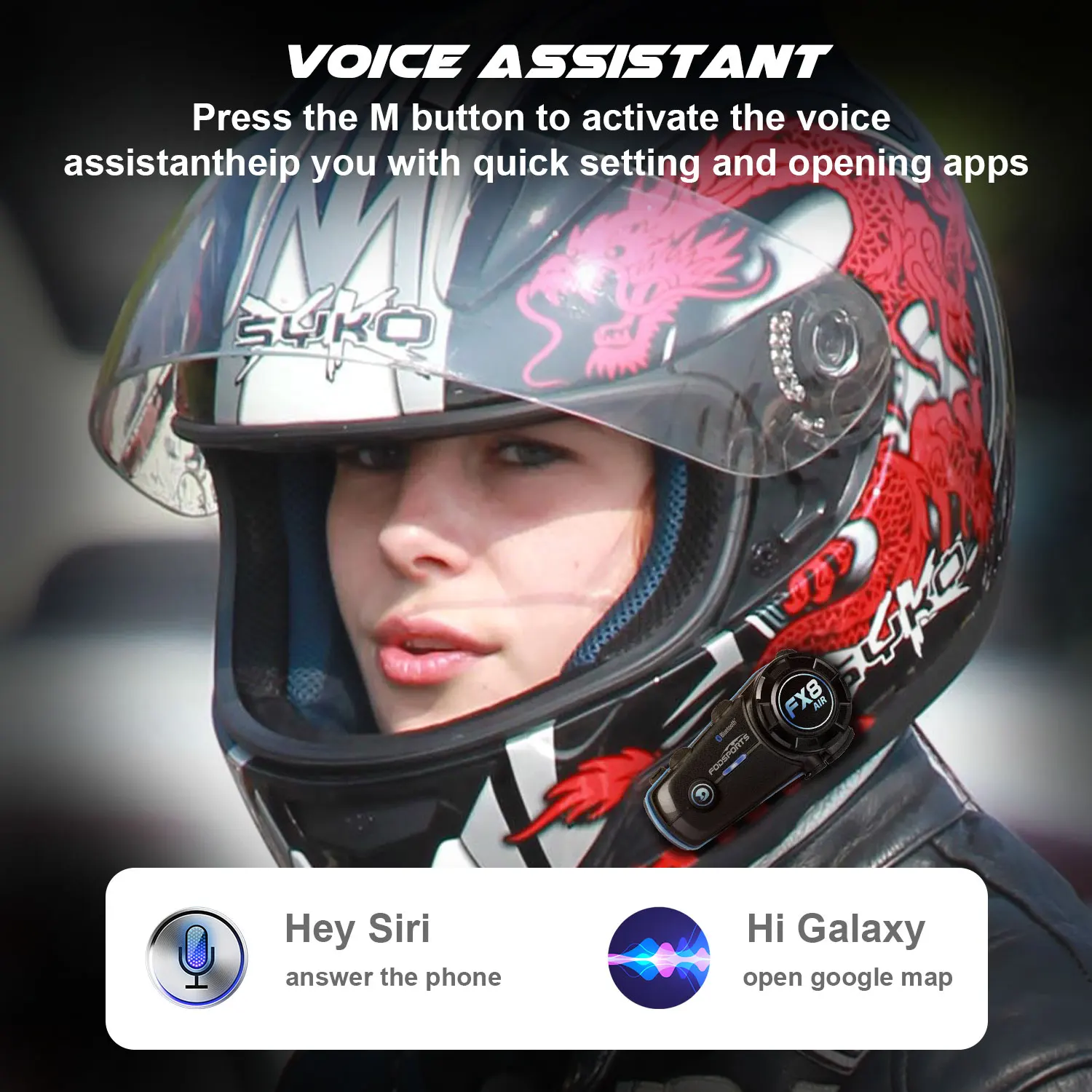2 предмета Foot Sport FX8 AIR Helmet Intercom Мотоцикл Bluetooth-гарнитуры Водонепроницаемый