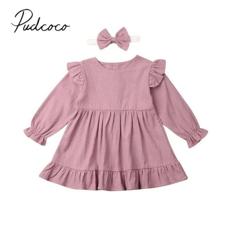 2019 одежда для малышей на весну и осень 2 шт. из хлопка льна маленьких девочек