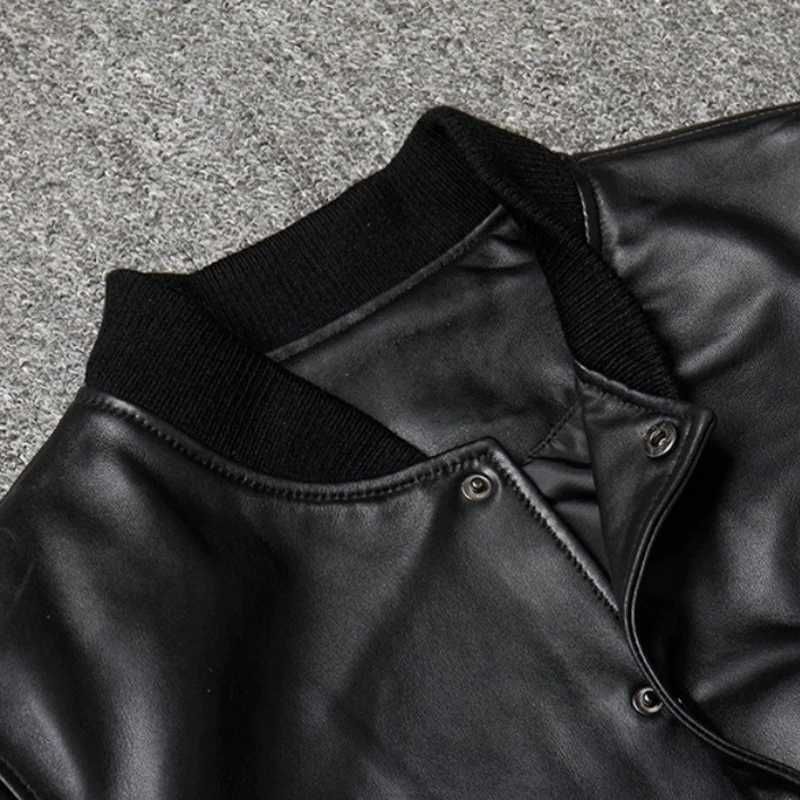 

Leather 2021 Fashion Genuine Aviation Bomber Jacket Men Casual Black Real Leather Aviator Jacket Sheepskin Motorcycle Streetwear