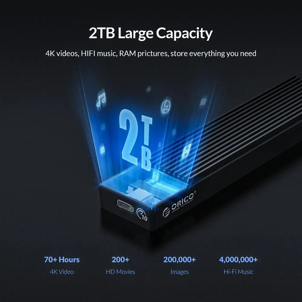 ORICO M.2 NVME корпус M2 SATA NGFF USB чехол Gen2 10 Гбит/с PCIe SSD 5 бокс инструмент бесплатно для