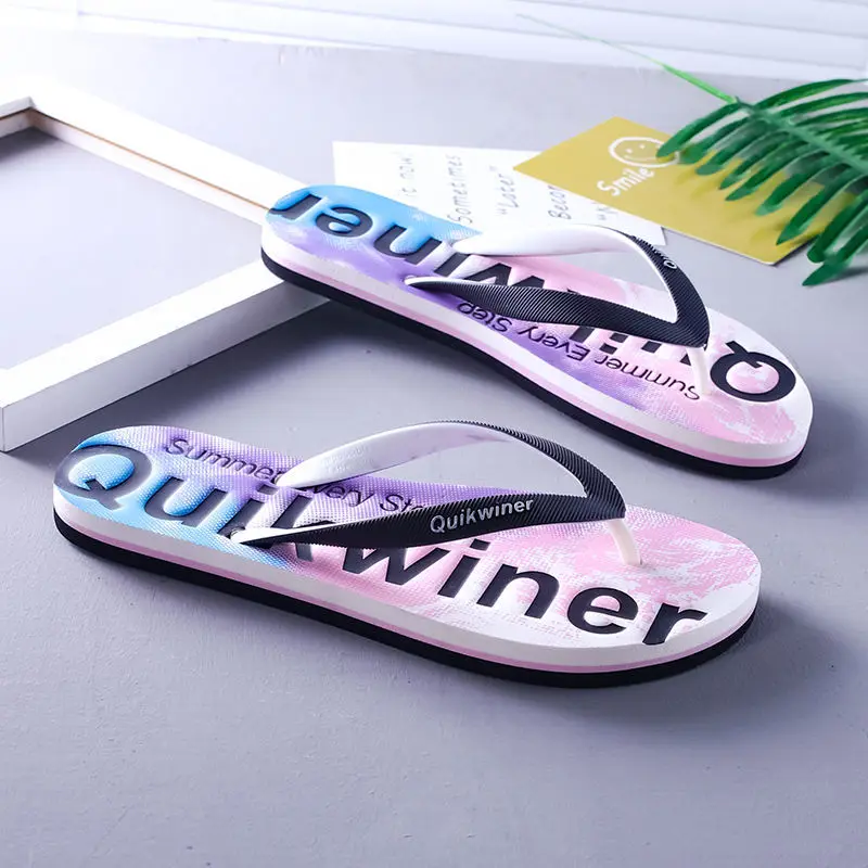 

Women Flip Flops Summer New Outside Slippers PVC Soft Shoes Casual Shinny Pear Color Beach Flat with Solid