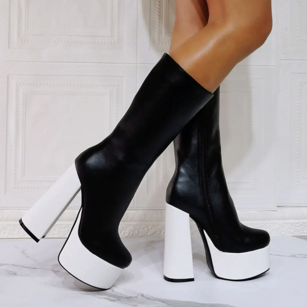 Женские сапоги на молнии KarinLuna до середины икры платформе и очень высоком каблуке