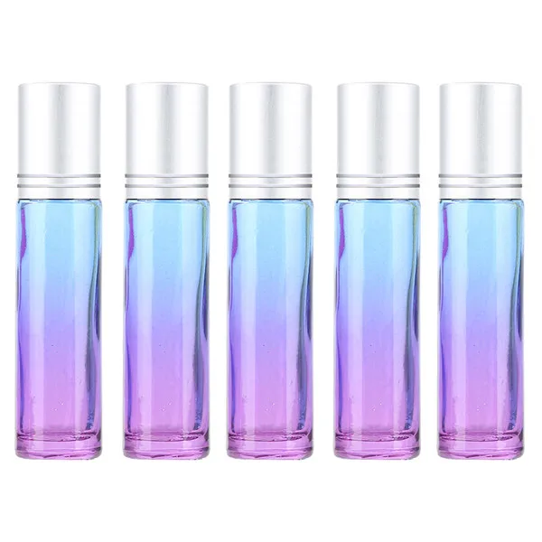 08 10ML 5PCS 5 шт./компл. 10 мл градиентные цветные толстые стеклянные с роликовым аппликатором эфирные масла пустые флаконы для духов 10cc роликовый шар прочный для путешествий - Цвет: 08 10ML 5PCS