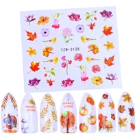 1pcs water transfer nail stickers fall yellow leaves nail art decal harvest holiday autumn maple leaves sliders tattoos