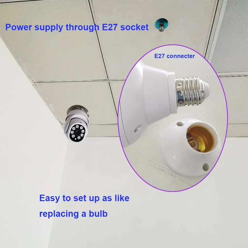 HD Smart IP Camera E27 Wireless WiFi Connection Remote Viewing Security Surveillance App View | Безопасность и защита