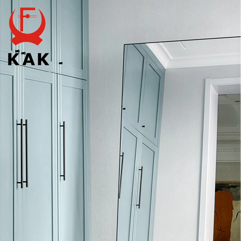 KAK Черная кухонная ручка T-Bar ручки шкафа ящика прямые длинные дверные |