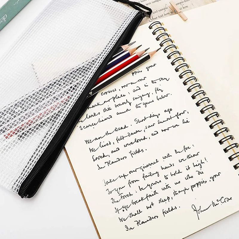 

42Pcs Zipper Pencil Pouch, Zipper Mesh Pouch with Zipper File Storage Bags for Stationary Cosmetics Travel Storage