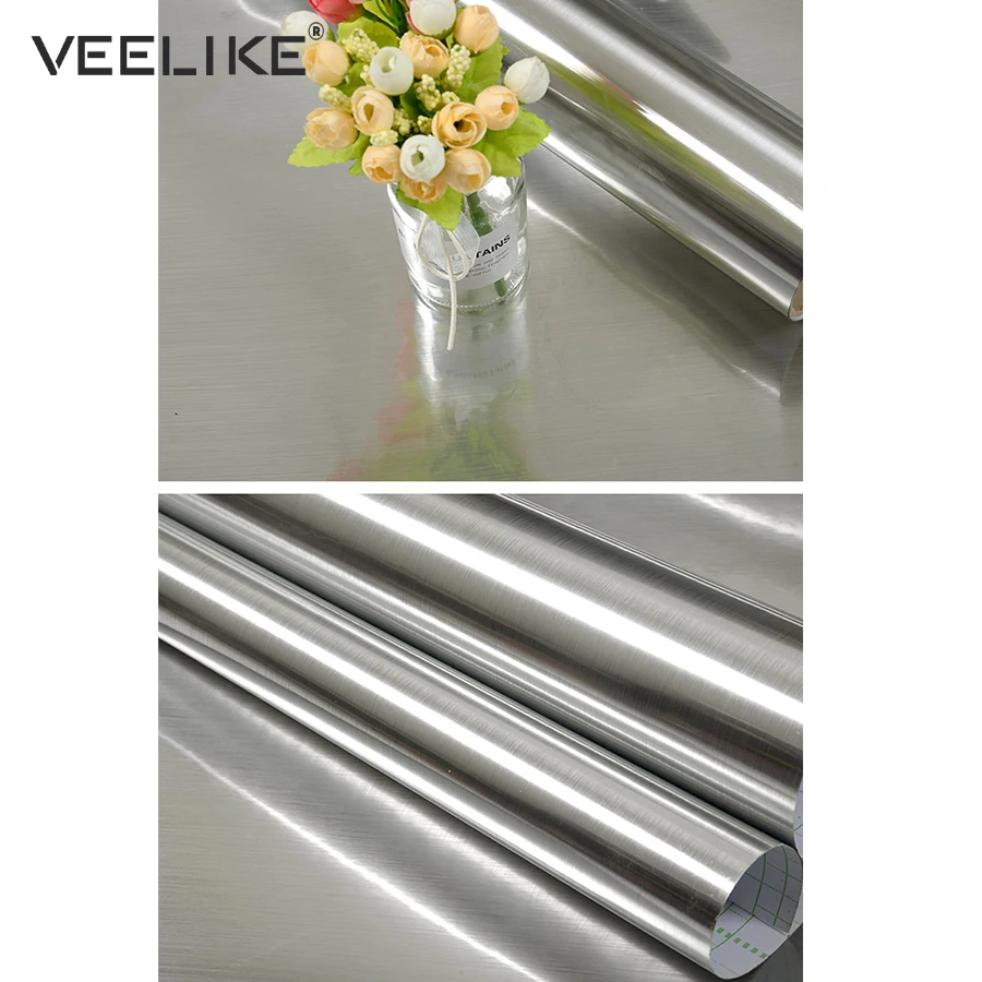 Серебряная Щетка виниловая самоклеящаяся настенная бумага бытовая техника