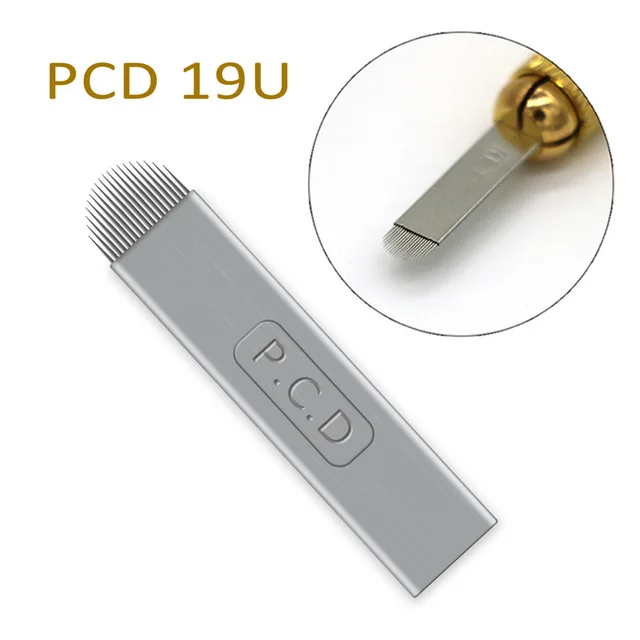 PCD 0,18 мм 500 шт U 19 Pin Перманентный макияж бровей татуировки лезвия микроблейдинг иглы Лезвия для 3D вышивки ручной татуировки ручка - Габаритные размеры: 19U
