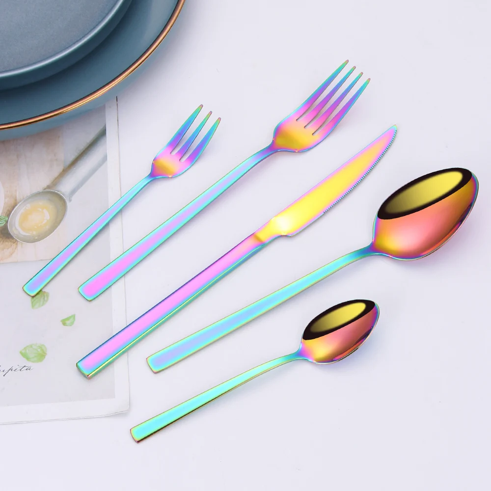 Набор столовых приборов из нержавеющей стали Rainbow 5 шт. | Дом и сад