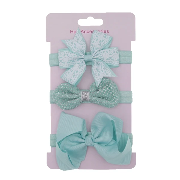 mint green Корейский детский головной убор Набор цветок бант резинка для волос цветок обруч для волос Детские аксессуары для волос головной убор 3 шт./партия - Цвет: mint green