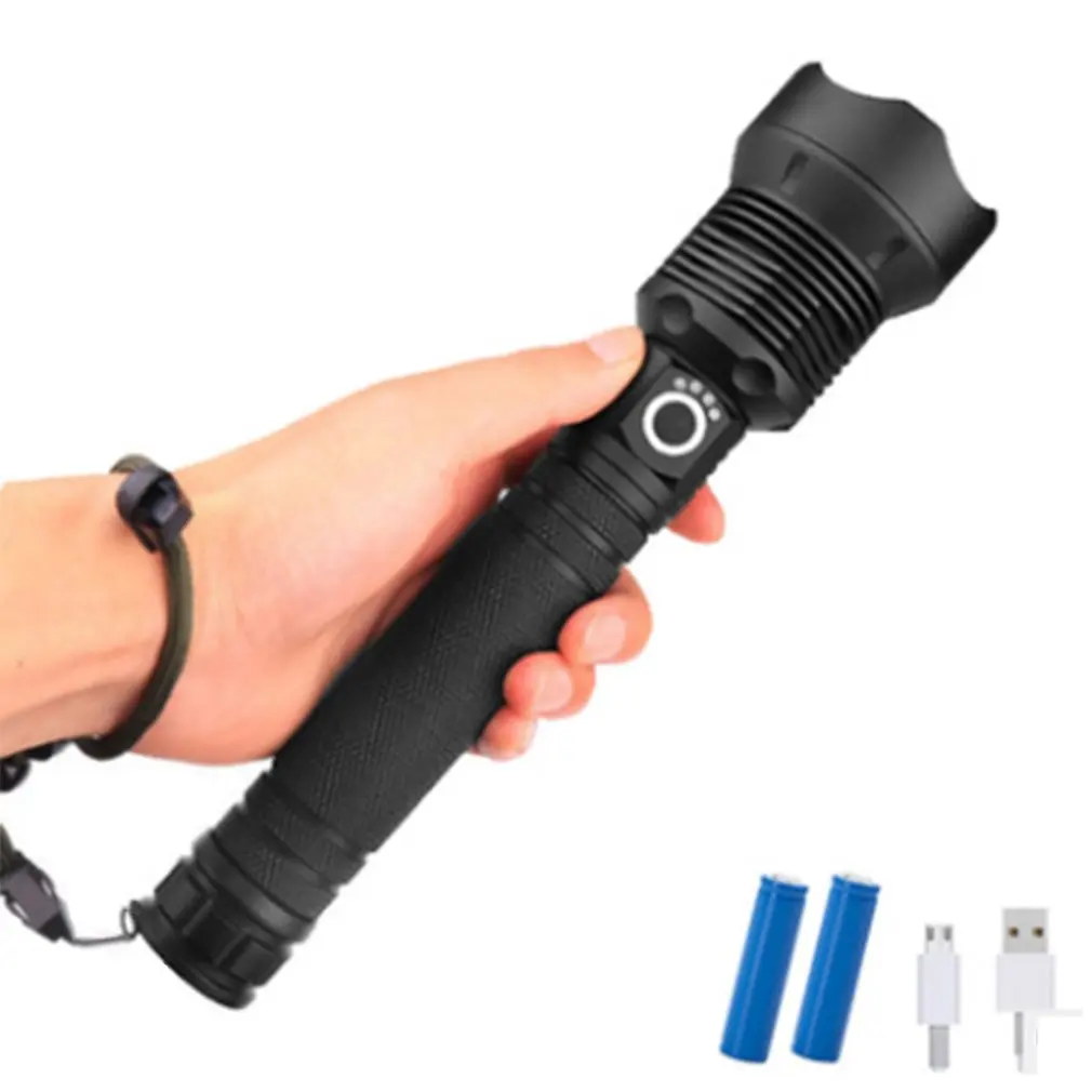 

P70 Strong Light Flashlight USB Rechargeable LED Long-range Telescopic Zoom Power Display Outdoor Flashlight