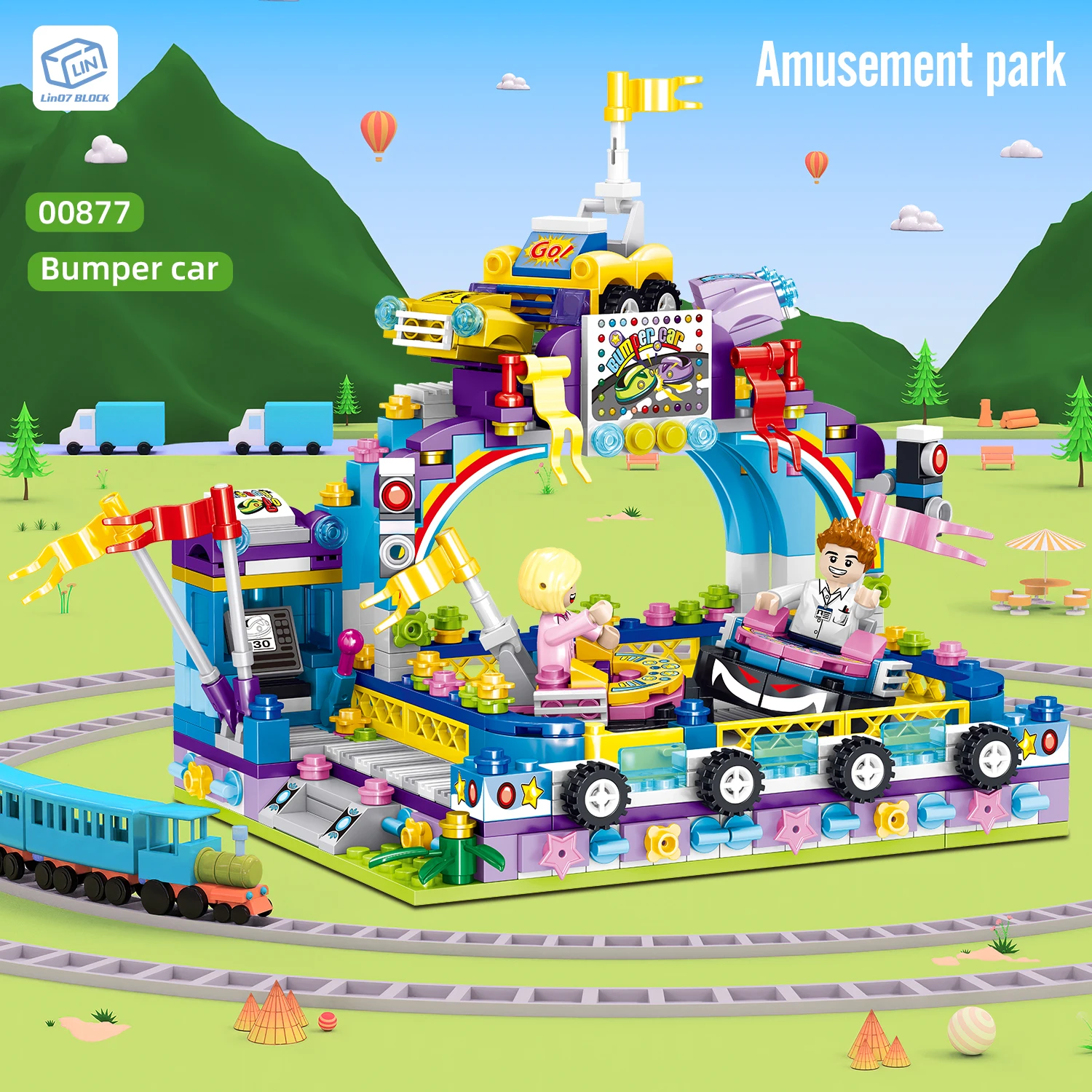 

Bumper Car Amusement Park Building Kit Street-View Bricks Toy for Adults and Kids (588 PCS)