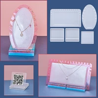 jewelry stand epoxy resin mold rectanglesquareoval shaped earring necklace display stand silicone mold home decoration gift