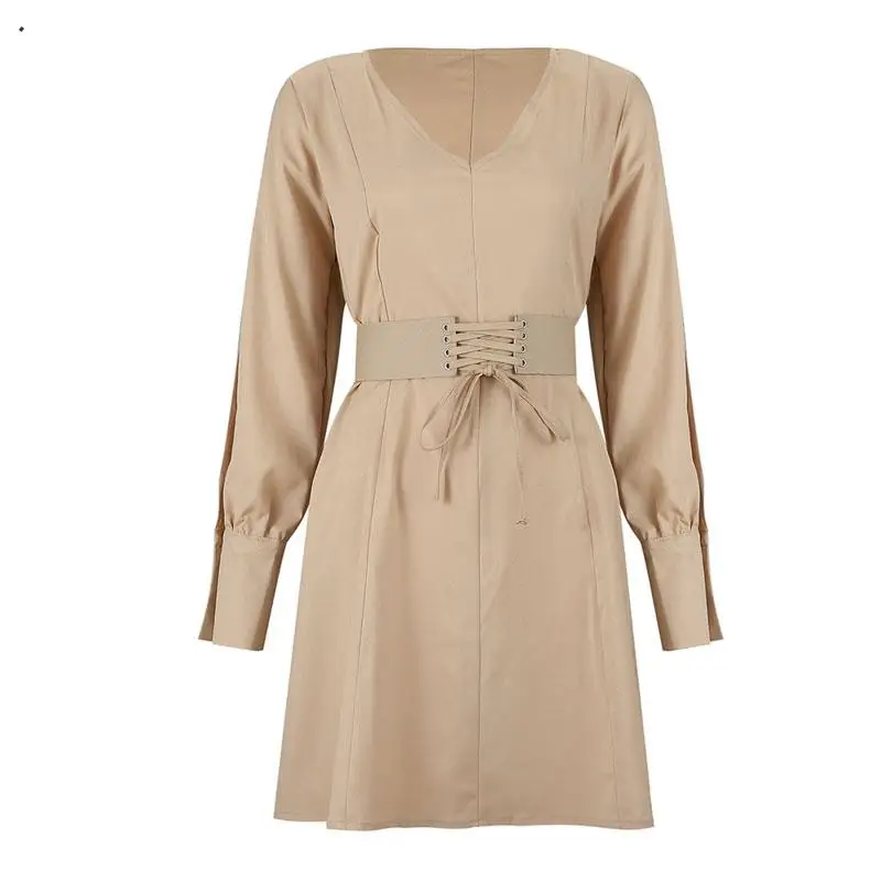 Fargeous женское элегантное мини-платье с высокой талией и поясом модное короткое