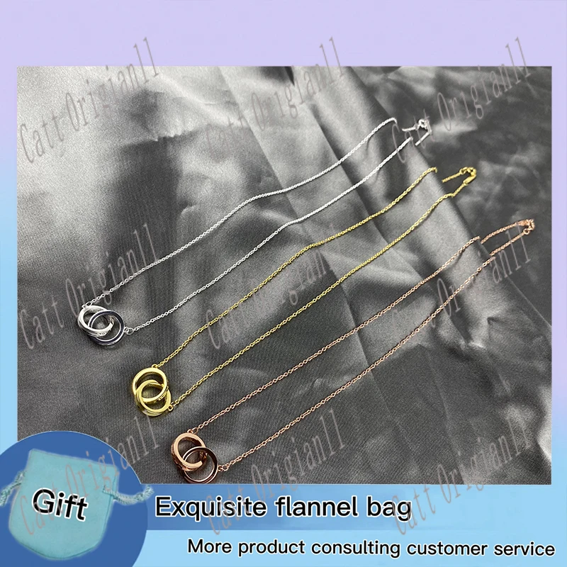 

Sweet and cute necklace, a luxury brand. Double interlocking jewelry, T, engagement gift, free shipping, girlfriend