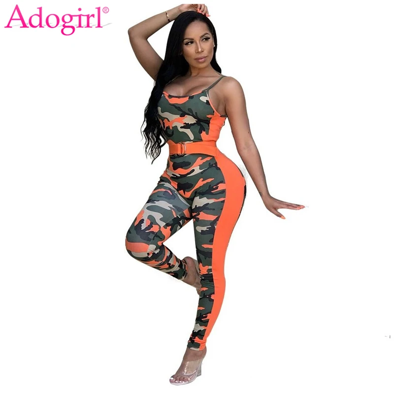 Комбинезон на бретелях спагетти с поясом без рукавов|Женские комбинезоны| |