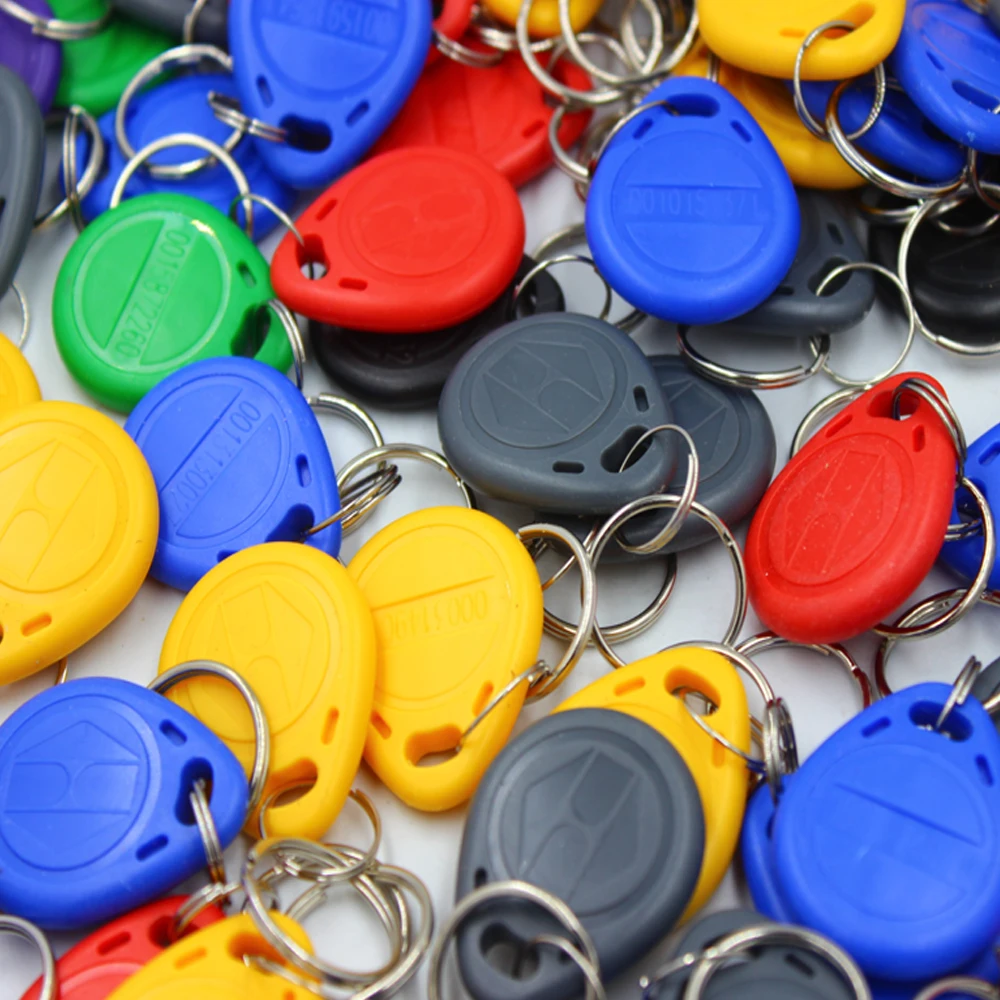 100pcs Waterproof 125KHz RFID Tag Proximity Card Keyfob Key Fob Access Control Smart Color ID Keychain | Безопасность и защита