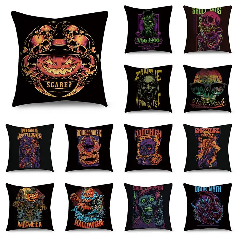 

Хэллоуин, мультфильм, крутые граффити, декоративная подушка, чехол для автомобиля, дивана, декоративная подушка, чехол, домашние подушки 45x45